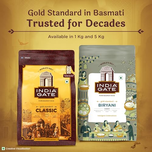Image of India Gate Gold Standard Classic Basmati Rice 1 Kg | 2 Years Aged | Extra Long Grains