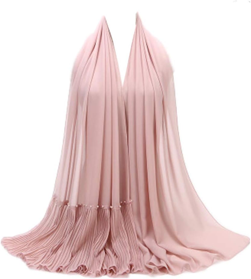 Muslim Wrinkles Pearl Chiffon Hijab Head Scarf Women Solid Bubble Wrap Shawls Long Hejab Shawls