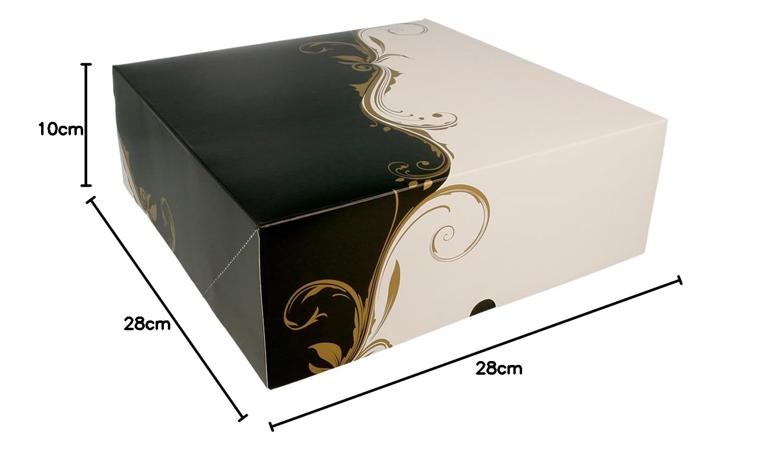 Boîtes Pâtisseries Sans Fenêtre 28x28x10cm - Carton Blanc 275g/m² - Lot De 50
