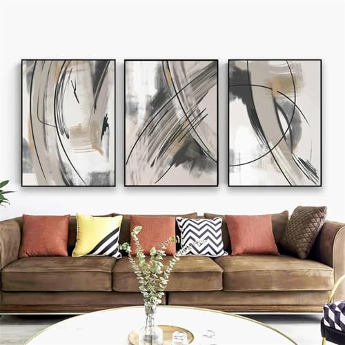 Peinture artistique de galerie KEBIA : lot de 3 toiles décoration murale moderne 50x70cm