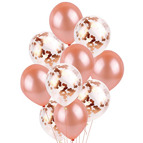 誕生日 飾り付け 風船 飾り 紙吹雪 コンフェッティ バルーン 10個入り 1歳 バースデー 男の子 女の子 オシャレ キラキラ 透明 (ピンクゴールド)