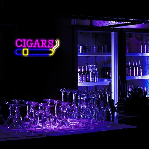 Image of Cigar Neon Sign, Neon Signs for Wall Decor, Neon Lights for Man Cave Decor, Light Up Sign for Bedroom, Bar, Hotel, Pub, Party