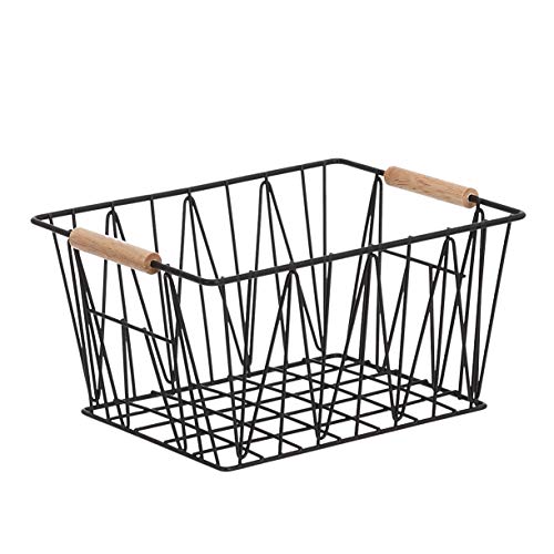 Amazon Basics Aufbewahrungskörbe Rechteckig aus Draht, 3 Stück, Standard, Schwarz