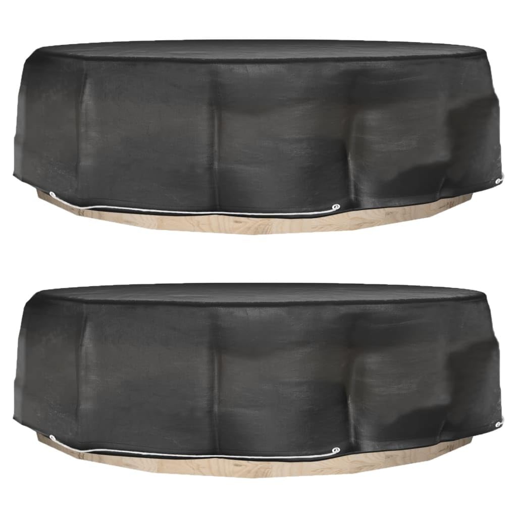 Runde Lounge Abdeckung 2 Stk 188x50 cm Polyethylen | Mit Aluminiumösen und Seil, wasserdicht, pflegeleicht, platzsparend zusammenfaltbar