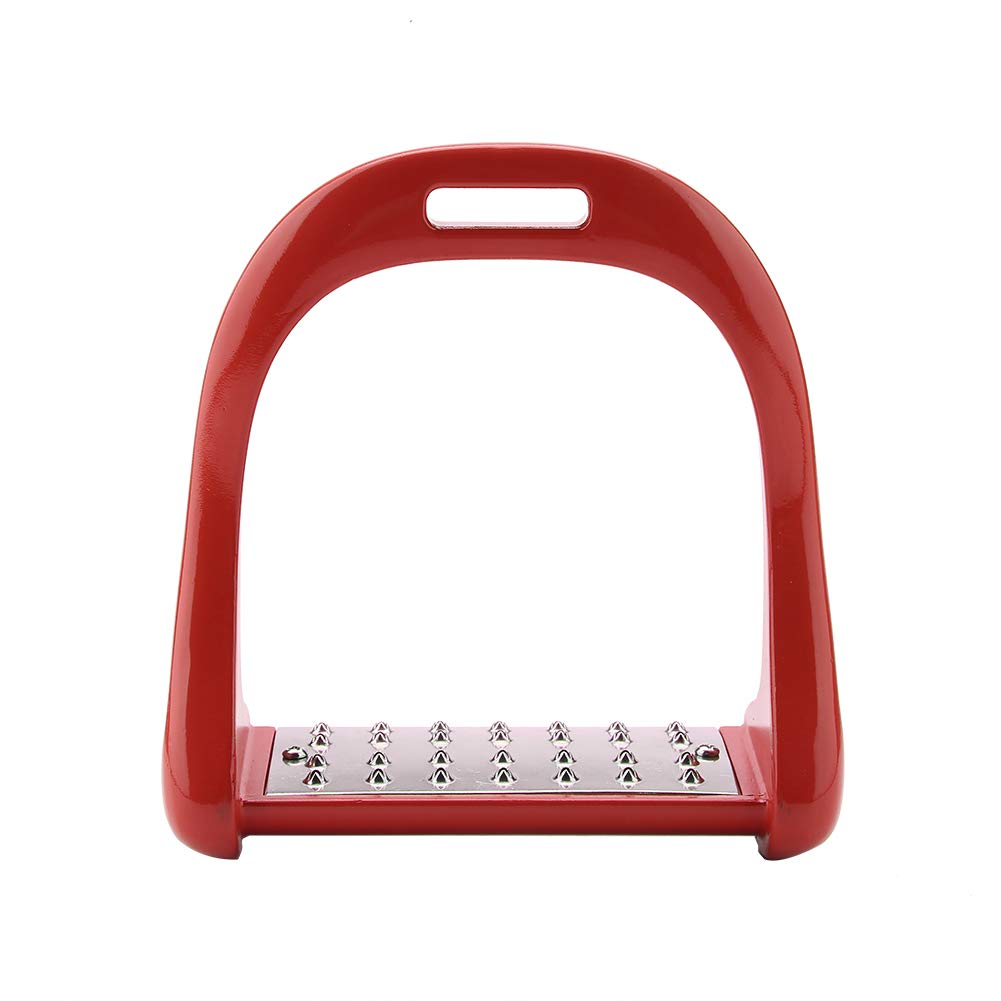 Estribo para Montar a Caballo, Almohadilla Antideslizante de Acero Inoxidable, sillín de Aluminio Ecuestre con Pintura (Rojo)