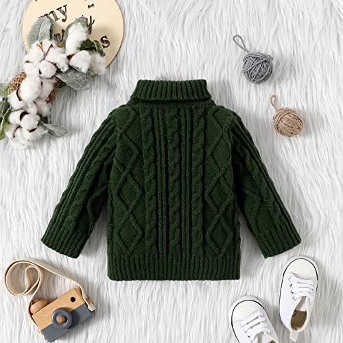 Patpat Baby Girls Boys Sweater Infant Toddler Knitted Pullover Top Warm Solid Long Sleeve Clothes Green 3-6 Months #TOP1