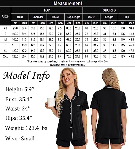 Swomog Womens Pajamas Set Short Sleeve Sleepwear Button Down Nightwear Two-Piece Pj Lounge Sets S-Xxl A- Black #TOP5