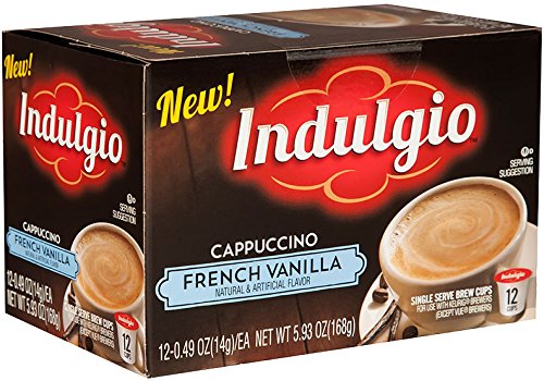 Indulgio French Vanilla Cappuccino Single Serve for Keurig K-Cup Brewers, 12 Count (Pack of 6) (Compatible with 2.0 Keurig Brewers)