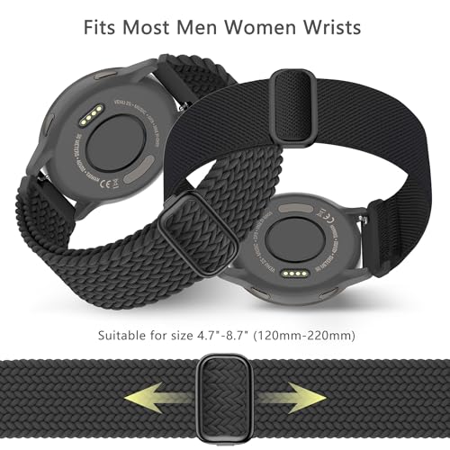 Image of Laband 18mm Braided Stretchy Nylon Watch Band Compatible with Garmin Venu 2S /Venu 3S /Venu 4 41mm /Vivoactive 4S /Vivomove 3S /Forerunner 255S /Forerunner 265S,Quick Release Loop Soft Strap for Women Men