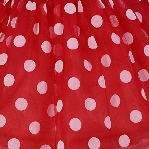 Baby Girls Polka Dots Tulle Spliced Ballet Dress With Bowknot Headband Birthday Party Princess Tutu Dress Red 18-24 Months #TOP5