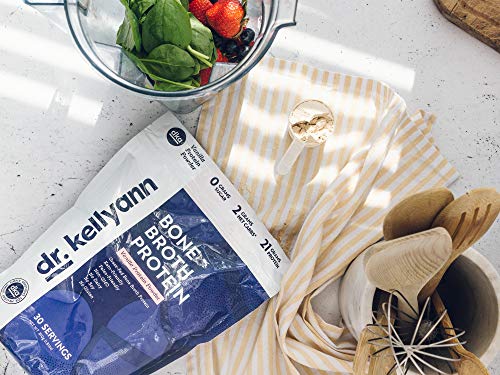 Dr. Kellyann Bone Broth Protein Powder Vanilla (30 Servings) – 21g Protein, Grass-Fed Collagen, Sugar-Free, Keto & Paleo-Friendly, 1 Pack
