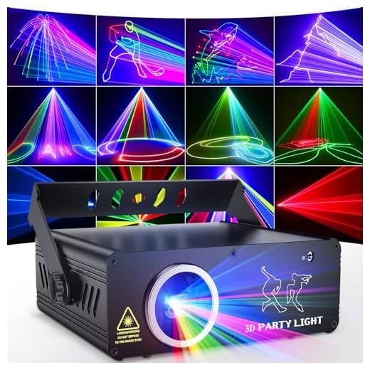 Ehaho DJ Laser Lights for Party, Hundreds of 3D Animation Laser Light Show Machine, DMX512 Music Sound Activated Laser Dance Light, RGB Laser Light Beam Scanning Projector w/Remote Control for Indoor