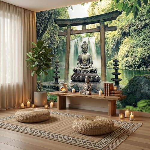 Papier peint Bouddha en soie pour masquer un grand mur blanc - 5