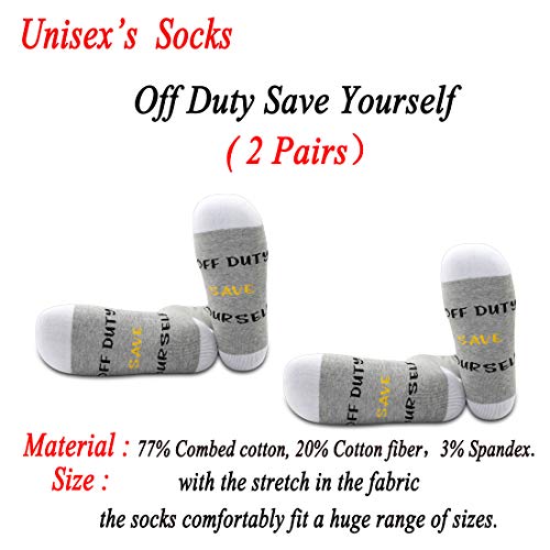 JXGZSO 2 Pairs 911 Dispatcher Socks Gift - Off Duty Save Yourself Socks - Retirement Gift for Dispatchers2