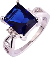 Vista 2 de Anillo solitario chapado en plata 925 con circonita cúbica de amatista artificial para mujer