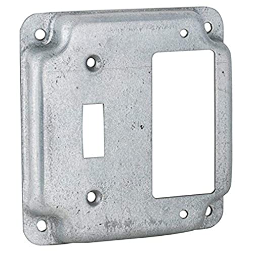 Hubbell-Raco 814C 1 Toggle and 1 GFCI 4-Inch Square Exposed Work Cover, Pack of 3
