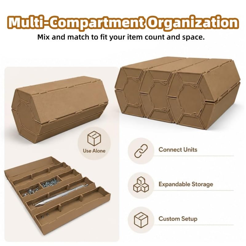 Boîte de rangement 3D avec couvercle articulé à enroulement et compartiments - 4
