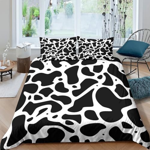 Housse de couette imprimé 3D vache microfibre hypoallergique 200x200cm