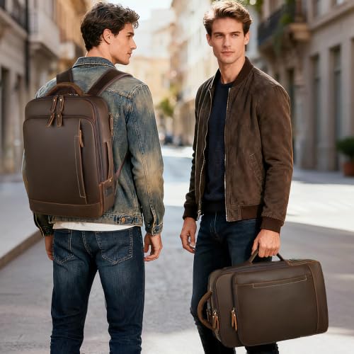 TIDING Expandable Leather Backpack