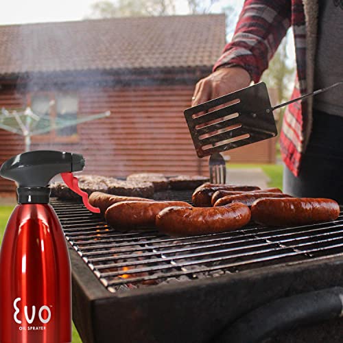 Evo Oil Sprayer Bottle, Non-Aerosol For Olive And Cooking Oils, 16-Ounce Capacity, Red, Stainless Steel #TOP7