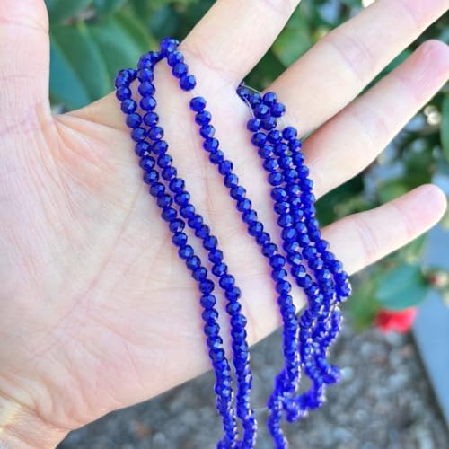Image of 500pcs Czech Faceted Rondelle Crystal Glass Loose Beads 4mm Small Tiny Spacer Bulk Cobalt Blue for DIY Craft Jewelry Making CCR425