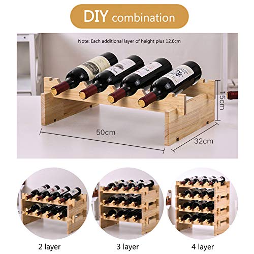 Soporte para botellas 12 unidades 3 niveles de madera miniatura 3