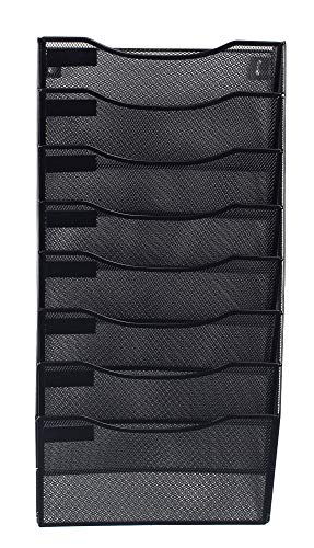 Klickpick Office 8 Sections Hanging Files Wall Mounted Metal Mesh File Document Organizer Magazine Holder Rack Organizer Racks Multipurpose Use To Display Files, Magazine, Newspapers- Black #TOP1