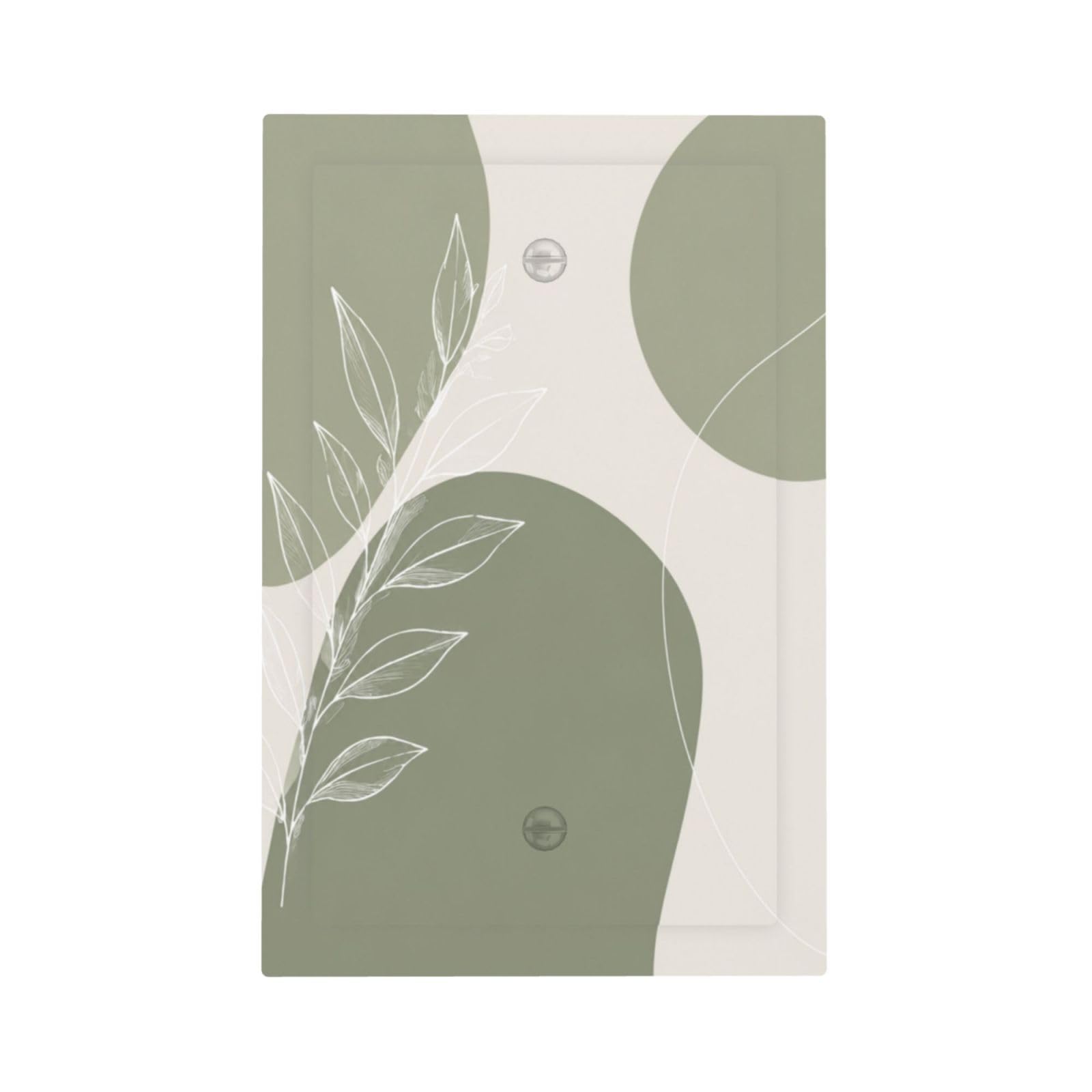 Xuejiaku Single Blank Decorative Light Switch Covers Boho Sage Green Leaf Line 1 Gang No Device Outlet Covers Wall Plate Modern Abstract Botanical Switchplate Dimmer Faceplate for Bedroom Home Decor