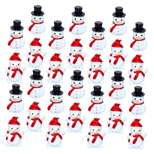 iplusmile 40pezzi Miniature Pupazzi Resina Da Decorazioni Natalizie Resistenti Per Micro Paesaggi Feste e Giardini Design Festivo Con Cappello Nero e Rosso Accessori Te Per Tavolo e Bonsai