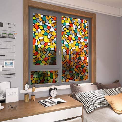 Image of WOO Home Frosted Glass Window Film & Stickers (24 X 150 INCH) Privacy Window Cover for Home & Office - Easy Apply, UV Protection, Removable Decorative Film (Colour 3D Stone Film | 2 X 12.5 SQFT)
