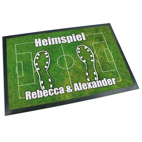 Unikatolo Fußball Fußmatte mit Name personalisiert | Fußabtreter mit Fußballfeld | Heimspiel...