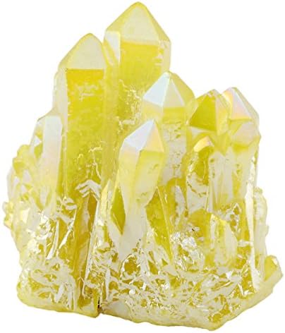 Nupuyai Titanium Coated Rock Quartz Crystal Cluster Drusy Geode for Healing Reiki Energy, Irregular Rough Gemstone for Home Decor Blue
