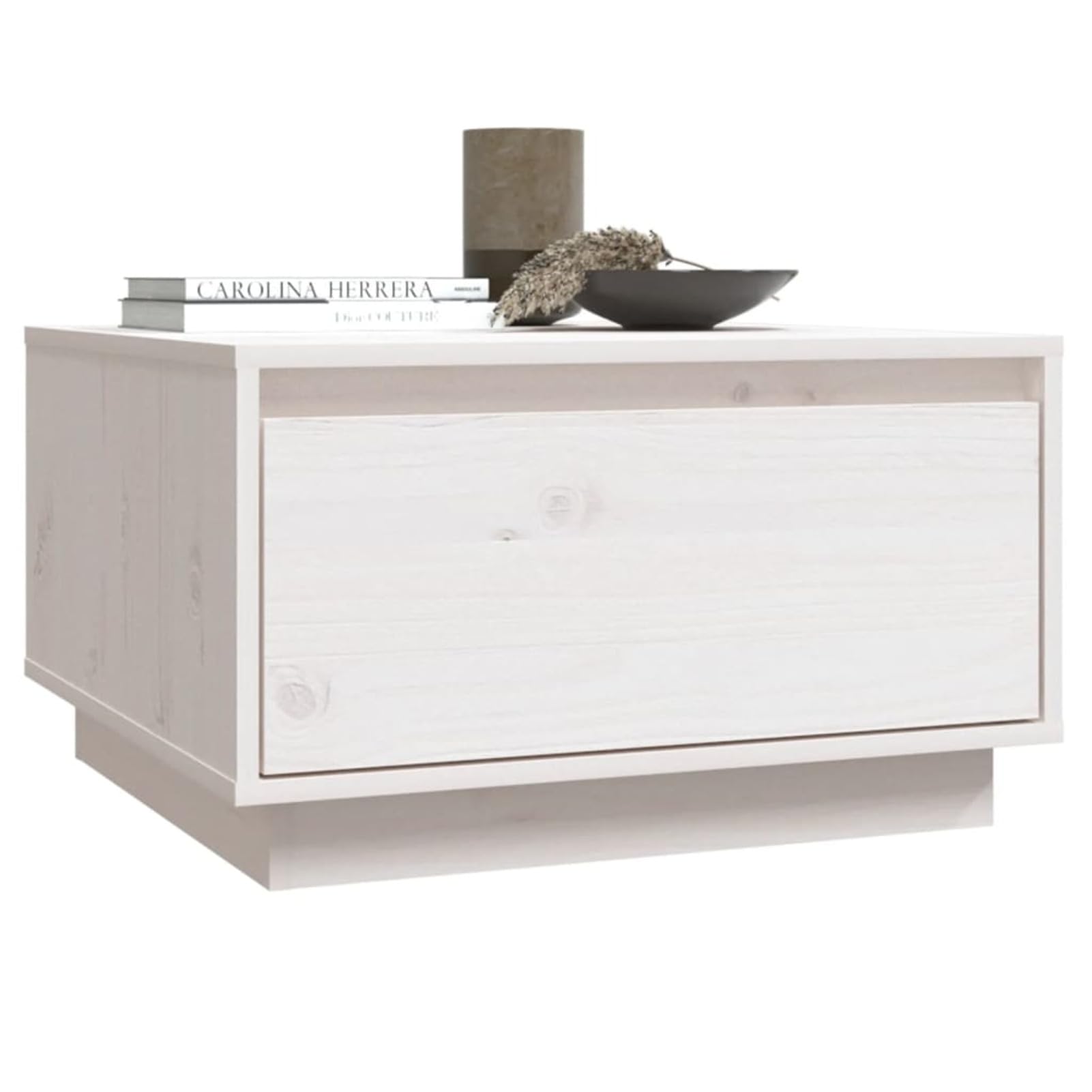 Homgoday Tavolino da caffè bianco 55 x 56 x 32 cm, in legno di pino massiccio, tavolino da tè per soggiorno, sala d'accoglienza degli ospiti, camera da letto e mobili da ufficio