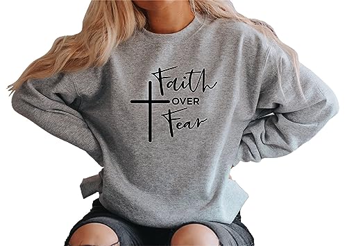 Faith Over Fear Sweatshirt, Christian outfit, Religious tee, Inspirational unisex tees3