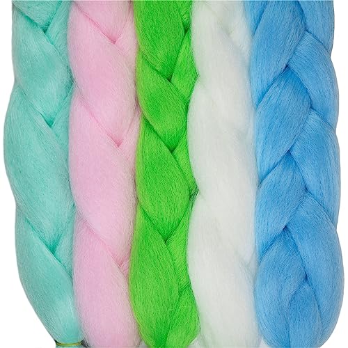 Rainbow Braiding Hair Jumbo Braids Hair Knotless Glow In The Dark Hair Extensions 5Pcs Muti Color Braiding Hair Luminous Colorful Kanekalon Glowing Braiding Hair #TOP2