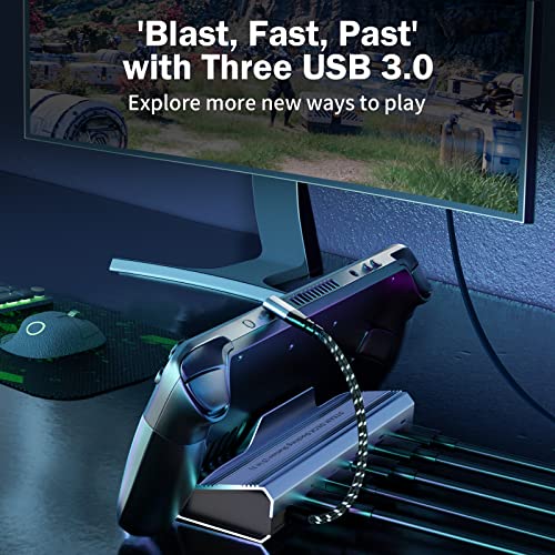 Moreloco Docking Station For Steam Deck, 5-In-1 Steam Deck Dock With Hdmi 2.0 4K@60Hz, 3 Usb-A 3.0, Usb-C Fast Charging For Valve Steam Deck Dock Accessories #TOP3