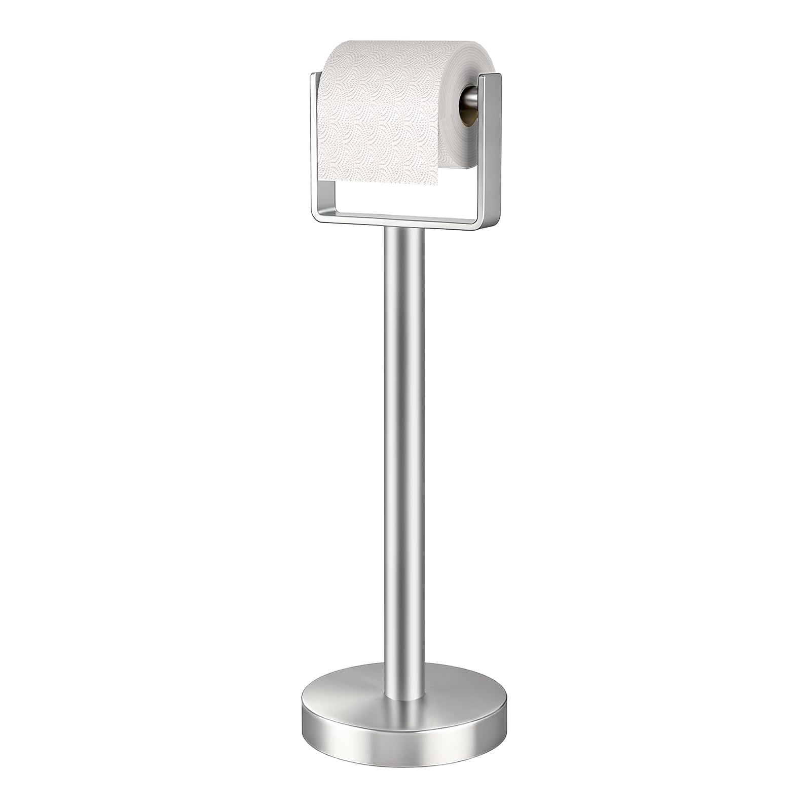 YUMORE Toilettenpapierhalter freistehend Klopapierhalter Stehend Silber T | Toilettenpapierständer Edelstahl Klorollenhalter mit Gewichteter Basis WC Rollenhalter Toilettenrollenhalter, 556x180x180mm