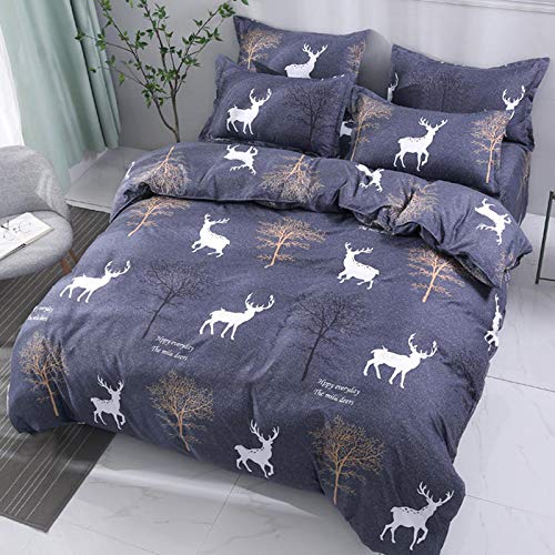 Feelyou Kids Duvet Cover Set For Boys Girls Cute Deer Comforter Cover Antler Decor Bedding Set Twin Size,Animal Trees Print Microfiber Elk Quilt Cover With 1 Pillow Shams, Rustic 2 Pcs Zipper #TOP6
