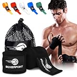BOXERPOINT 180' Ringside Boxing Wraps for Men & Women - Professional, Breathable Hand Wraps for Boxing, Muay Thai, Kickboxing, MMA Gear - Black