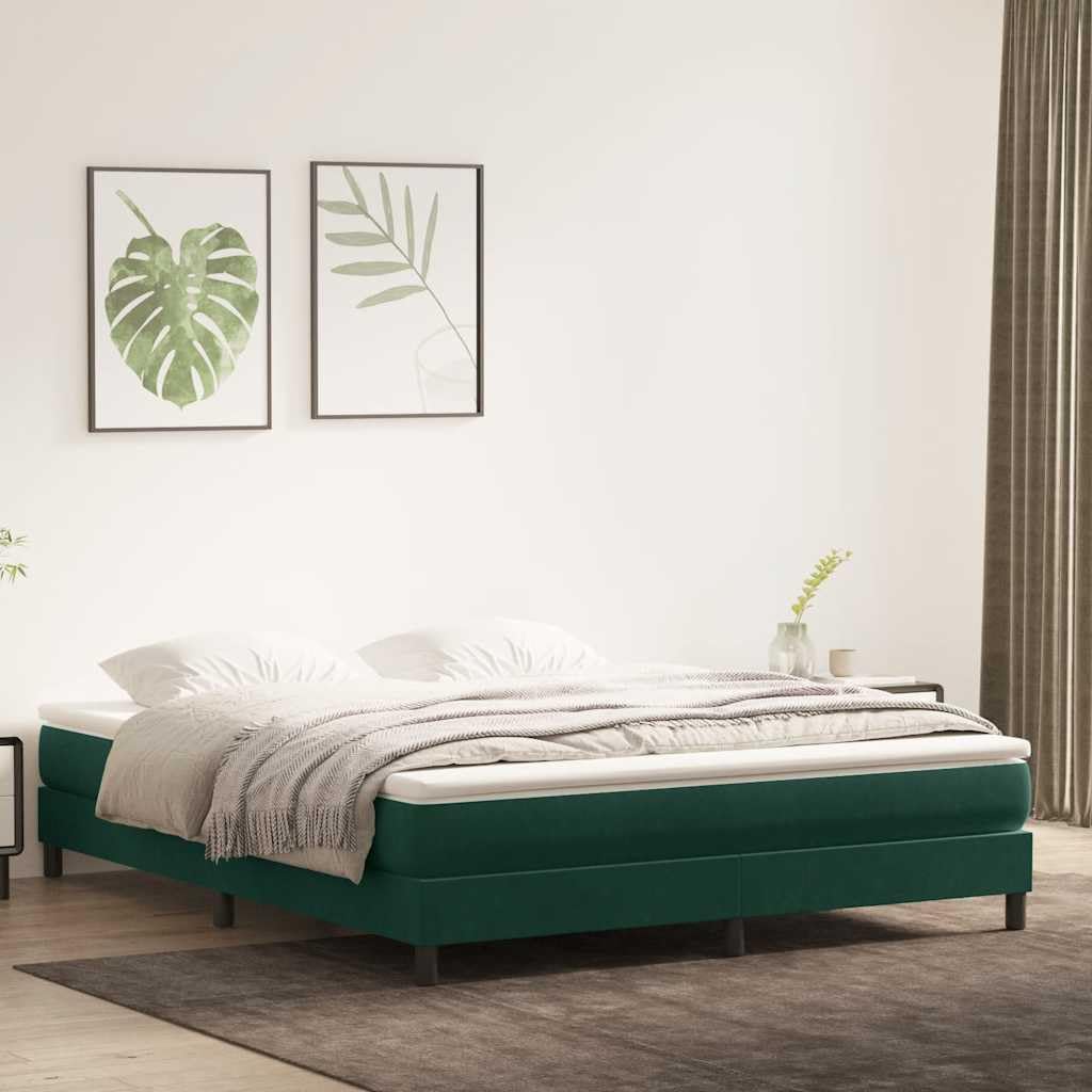 Samtbezug mit Lattenrost Boxspringbett Dunkelgrün 180x210 cm | Boxspringbett ohne Matratze Dunkelgrün 180x210 cm Samt Bettgestell mit Lattenrost Komfort Luxus Doppelbett