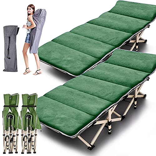 ABORON 2 Pack Camping Cots for Adults, Folding Cots Portable w/Mattress, Heavy Duty Sleeping Cots for Heavy People, with Carrying Bag ABORON 2 Pack Camping Cots for Adults, Folding Cots Portable w/Mattress, Heavy Duty Sleeping Cots for Heavy People, with Carrying Bag