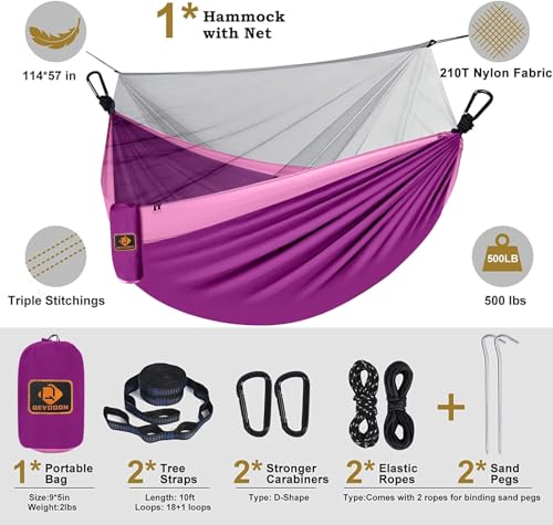 Image of Hammock for Kids, Camping Hammock with Mosquito Net, Lightweight Nylon Portable Hammock with 10ft Tree Straps,Children Hammocks for Travel Hiking Backpacking Beach Patio