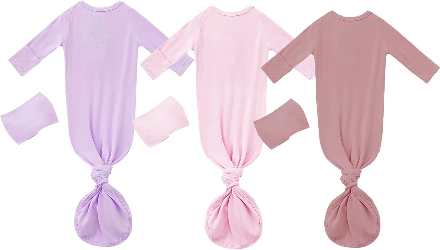 Bow Dream 3 Baby Girls' Nightgowns Newborn gowns Sleepers infant Pajamas Gifts 0-3 Months