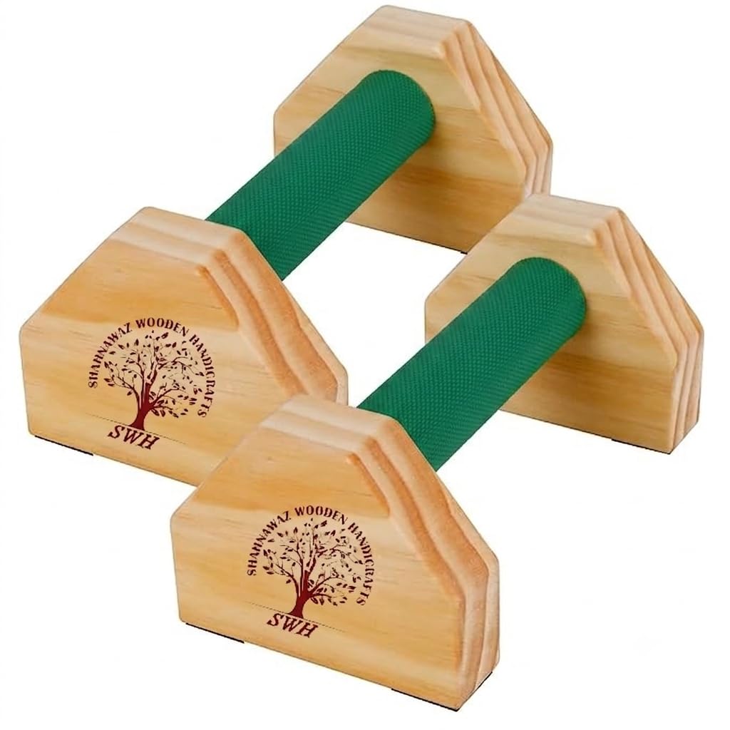 Wooden Pushup Stand Parallettes with Pu FOAM GRIP, Solid Pushup Bars Stands Non-slip Rubber Feet Handstand Bars Calisthenics Equipment for Fitness, Gymnastics With Foam Grip (Multicolor)-picture-27
