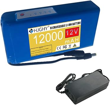 12V 12Ah 16Ah 24Ah Lithium Battery Pack 12 Volt 5000mAh 9000mAh DC Rechargeable Powerful Portable Lithium Polymer Battery Suitable for Power Supply Equipment 12V with Charger