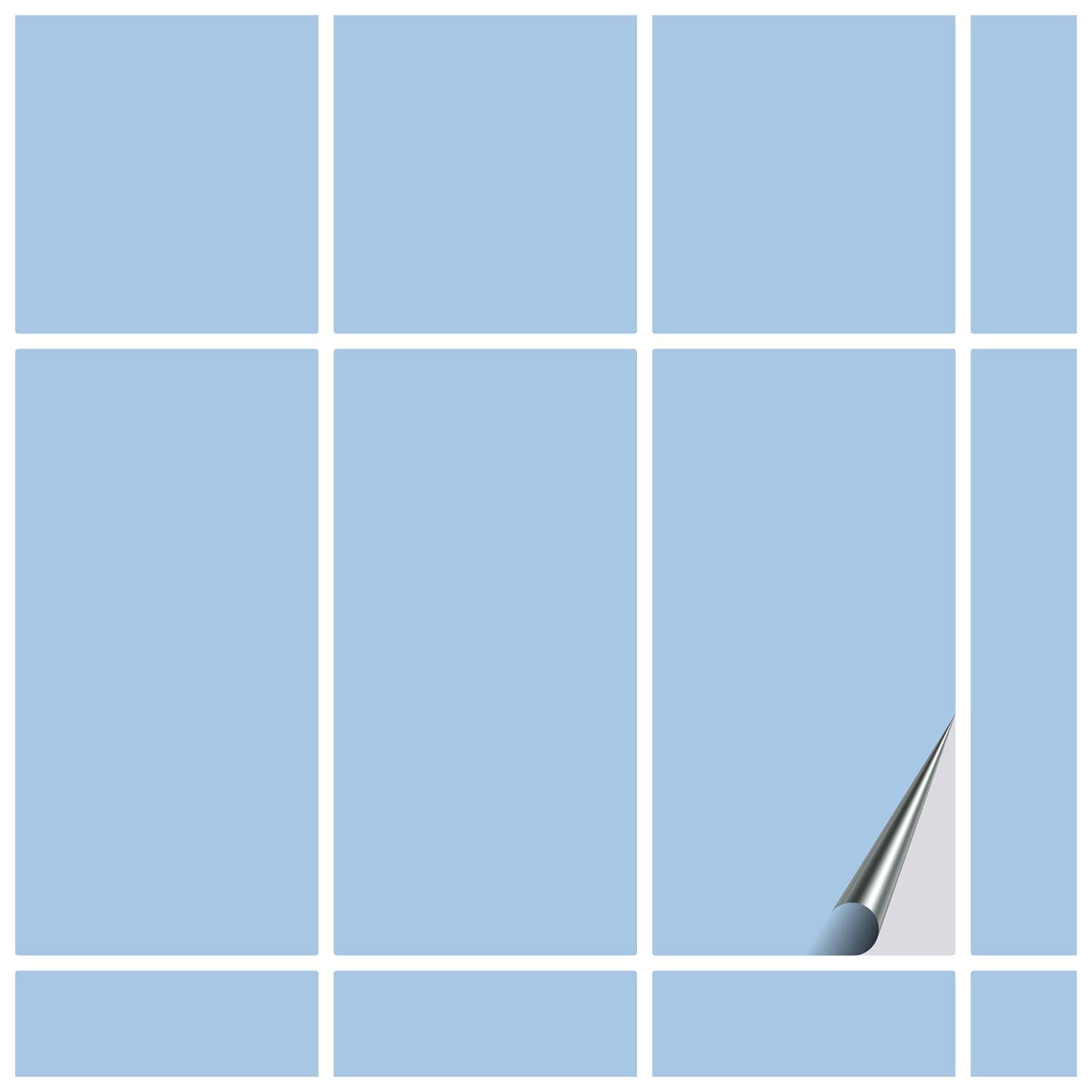 FoLIESEN Tile Sticker 10x20 cm (~ 4x8 Inch) - Tile Stickers for Bathroom & Kitchen - Pack of 200, Powder blue matt