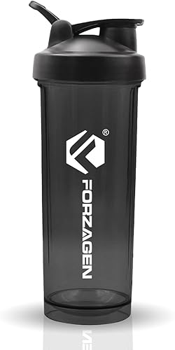 Forzagen Shaker Bottle 26 oz para bebidas pre y después del entrenamiento (negro)