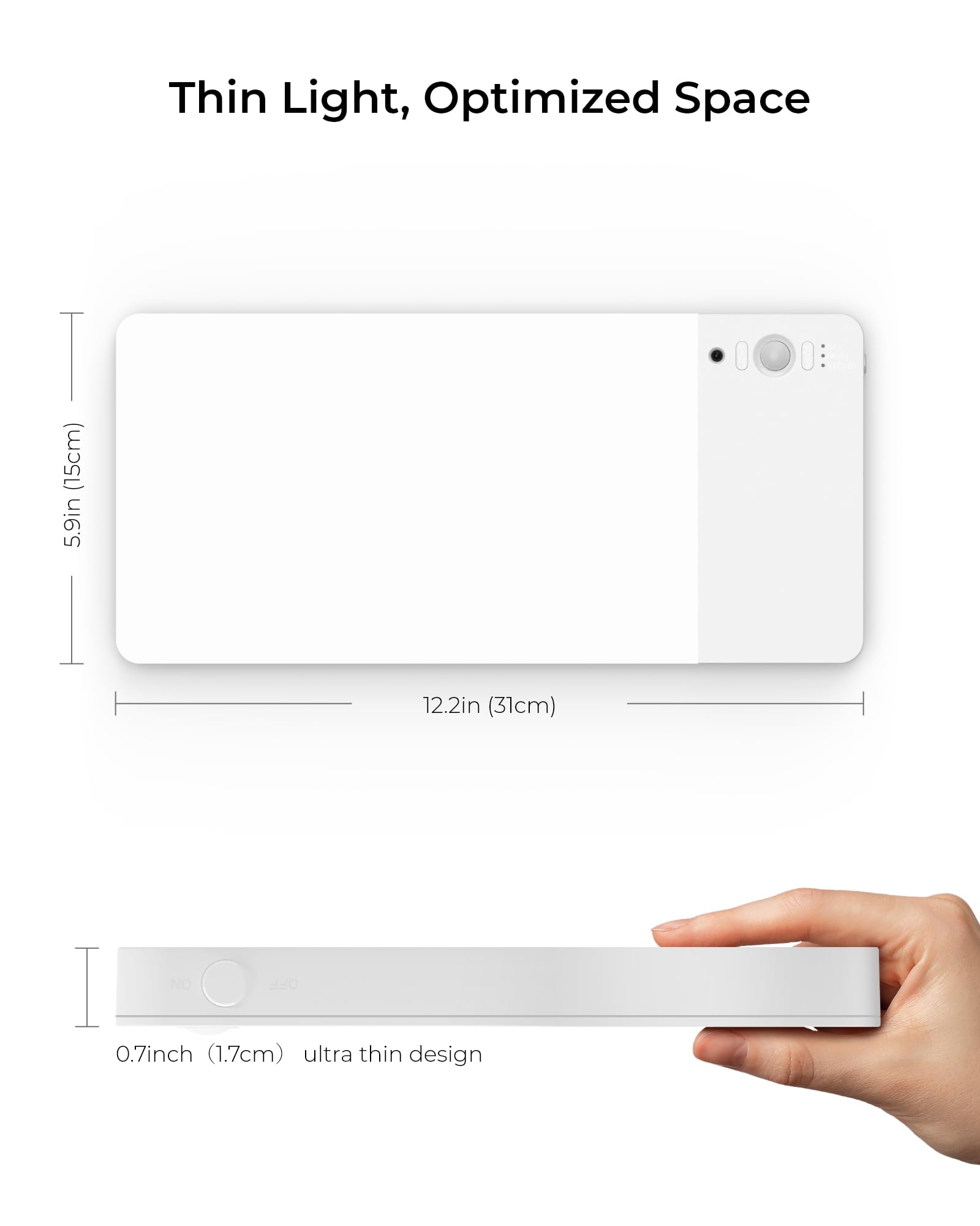 FULEN Plafonnier Rechargeable avec Détecteur de Mouvement, Lampe LED Plafond Interieur Sans Fil pour Salle de Bain, Cave ou Garage, Batterie 12,000 mAh,Télécommande Incluse‌