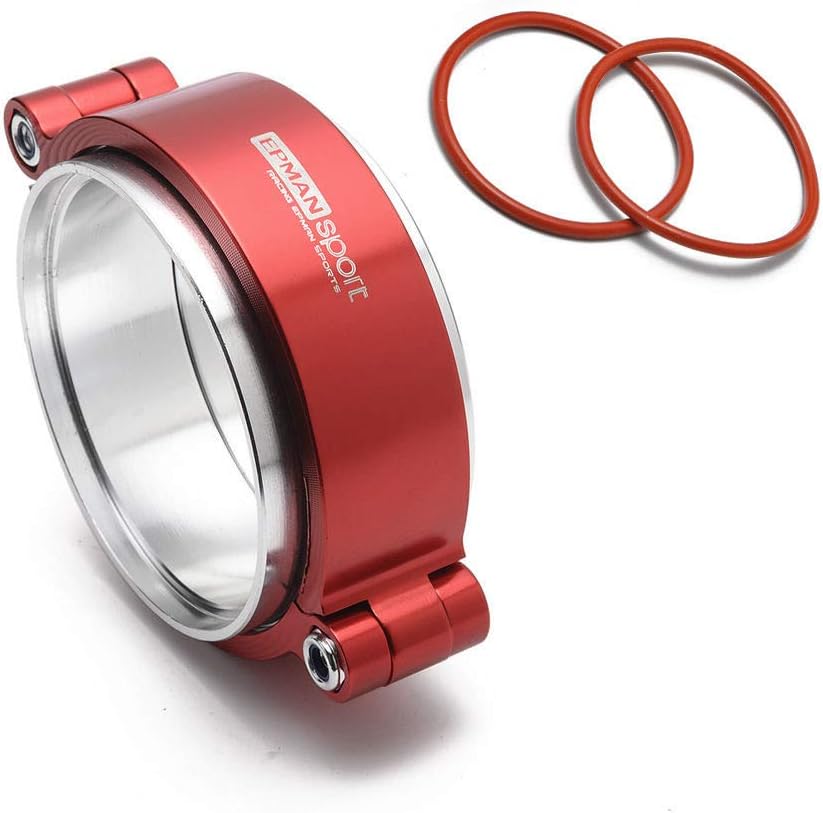 EPKKA76 HD Exhaust V-Band Clamp with Flange System Assembly Anodized Clamp for 3" OD Turbo Dump Pipe (Black)