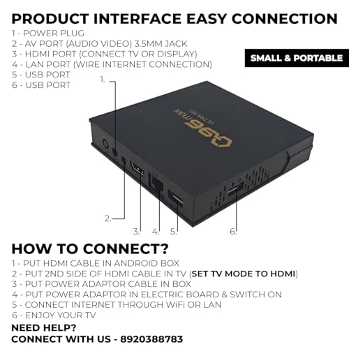 Image of WRADER Normal TV to Android TV Converter Box 8GB RAM+128 GB ROM Built-in Chromecast Version 14 Android Smart TV Box (Black, ABS Body, HDMI Support)